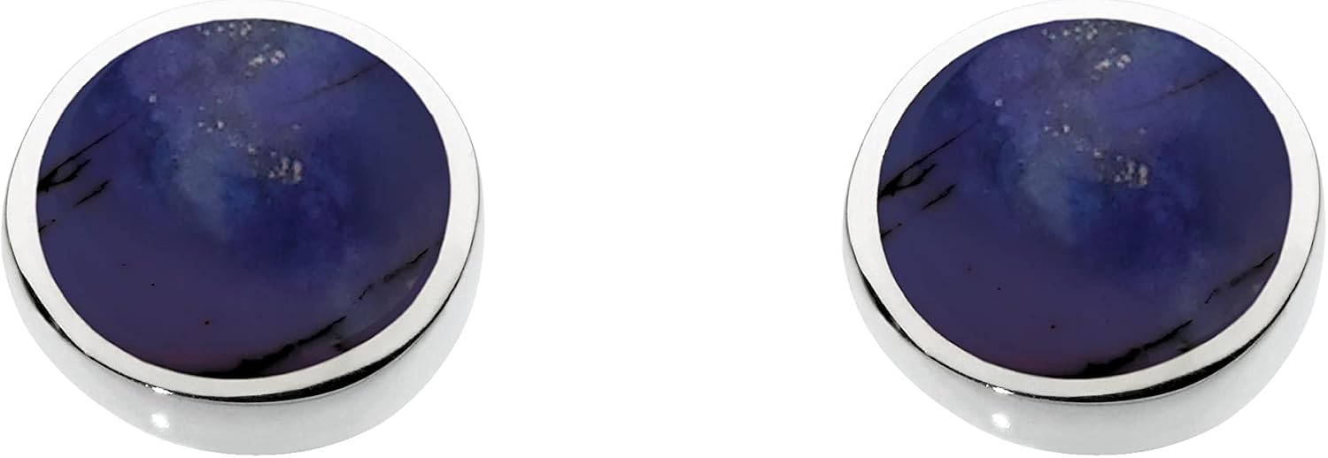 Dew Sterling Silver Round Synthetic Lapis Stud Earrings 3060LP014