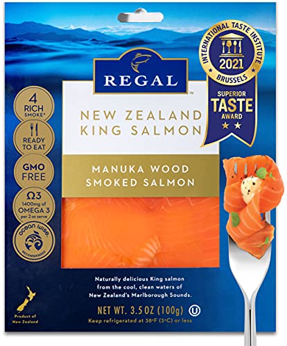PREMIUM Regal New Zealand King Salmon â€“ Manuka Wood Smoked Slices (3.5 oz - 6-pack)