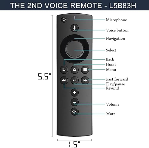 Miniatura 4 de Reemplazo de control remoto de TV para L5B83H Stick 2 generación, control remoto LY73PR E9L29Y con voz (incluye control de TV) (negro)