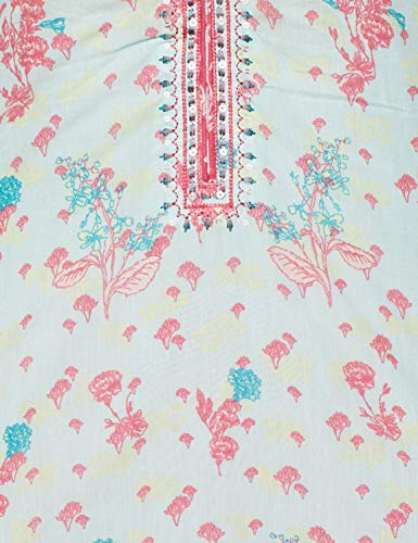 Image of BIBA Women Straight Cotton And Viscose Kurta Narrow Pants Suit Set