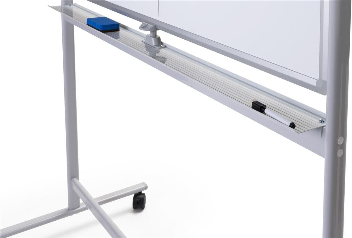 Displays2go 36 x 48 Magnetic White Board with Wheels, Double-Sided – Silver (WHBMOB3648)