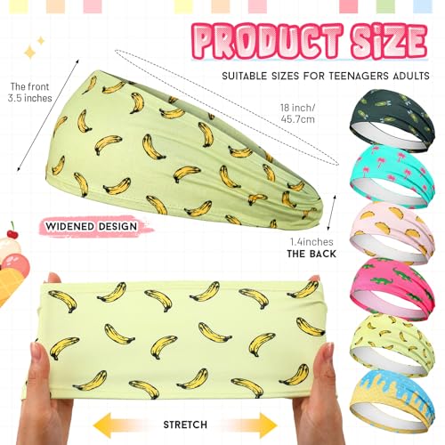 Image of Riceshoot 6 Pack Ice Cream Baseball Headbands with 6 Fun Colorful Patterns Breathable Elastic Sports Sweatbands for Men Women Basketball Soccer Football Workout Team Gifts