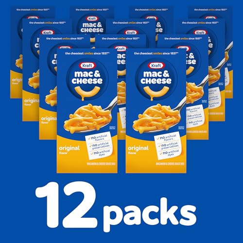 Kraft Original Mac & Cheese Macaroni and Cheese Dinner, 12 ct Pack, 7.25 oz Boxes