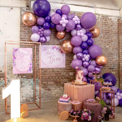 Image of PartyWoo Dark Purple Balloons 100pcs 12 Inch Royal Purple Latex Helium Balloons for Birthday Baby Shower Graduation Anniversary Bachelorette Princess Butterfly Themed Party Decorations Purple-Y16