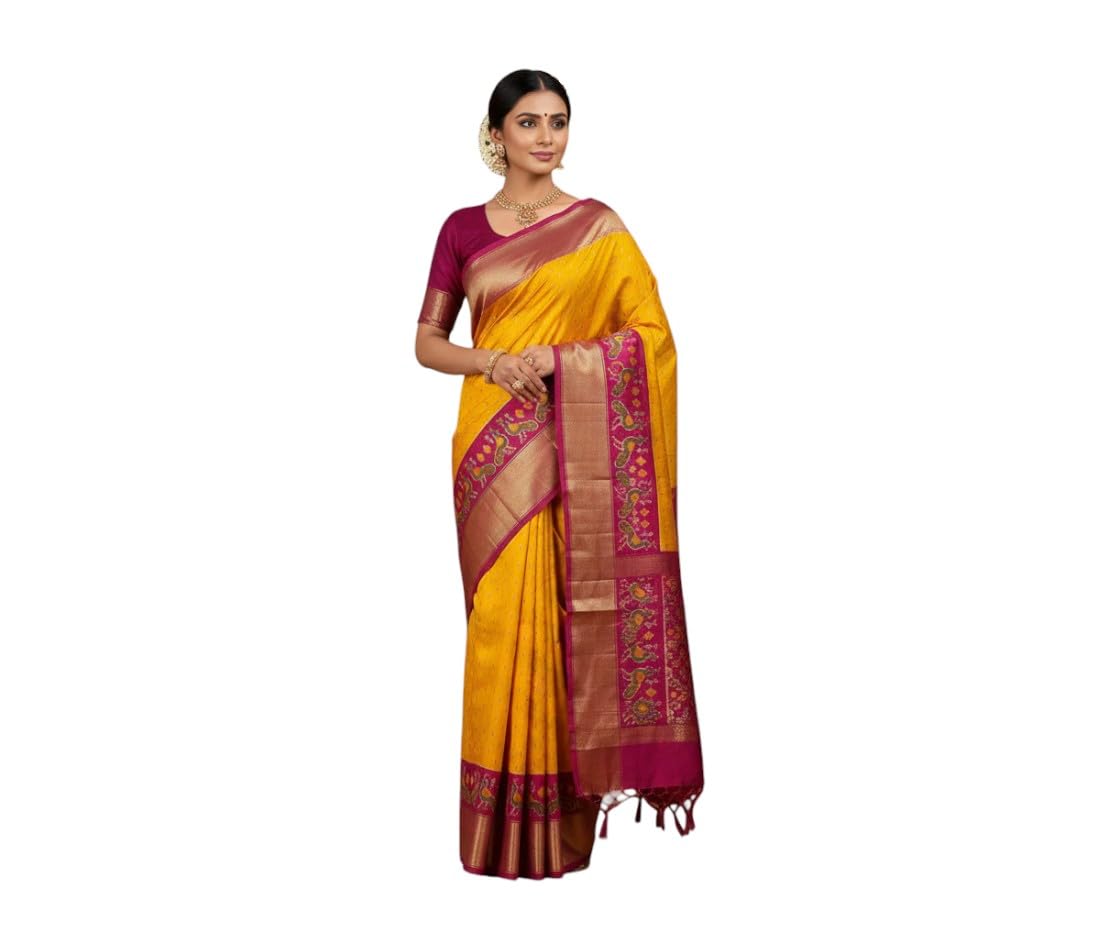 Women's Ikat Silk Print Saree Elegant Traditional Saree with Vibrant Patterns, Perfect for Festivals, Weddings, and Special Occasions-image-37