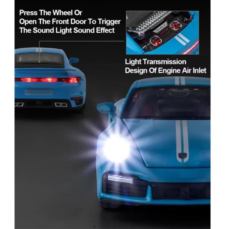 Image of WORSHIPER Compatible for 1:32 Porsche Carrera 911 Toy Car Model, Diecast Collectible Pull Back Model Car with Sound and Light, Toy Gift Vehicles for Adults Kids Boys Girls?Red?