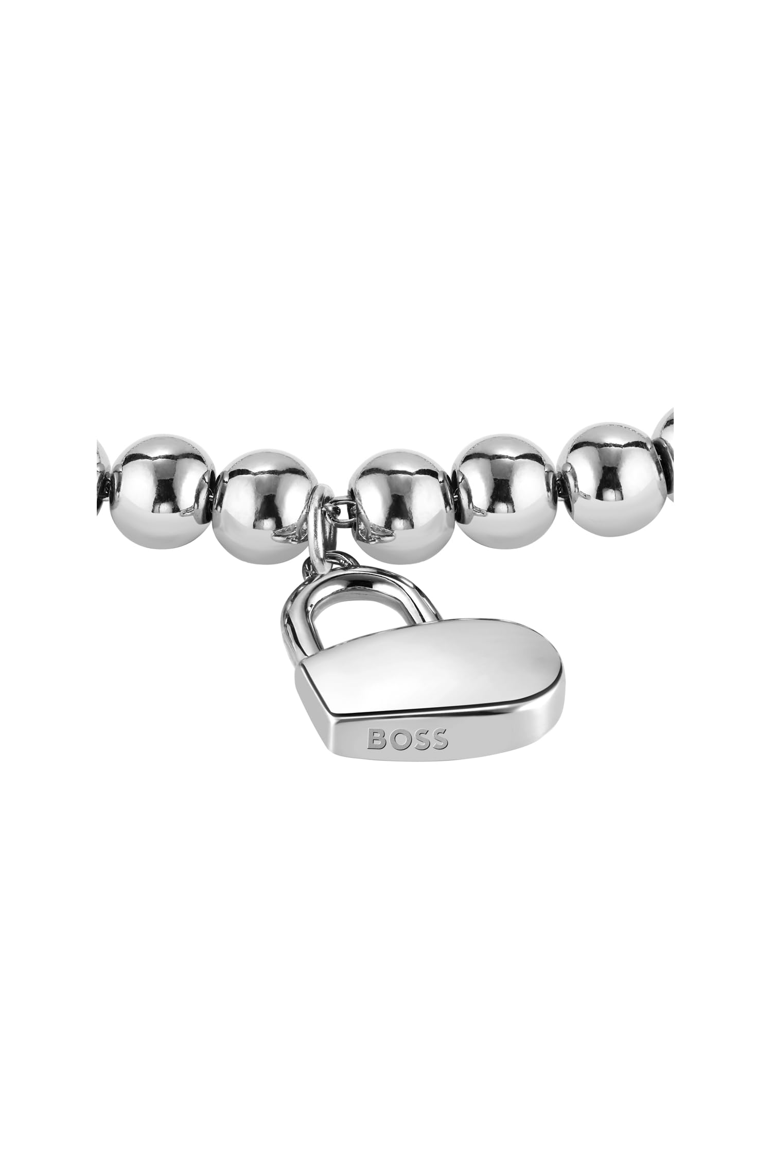BOSS Jewelry Braccialetto di Perline da Donna BEADS COLLECTION in Acciaio Inossidabile con un Charm a Forma di Cuore - 1580075