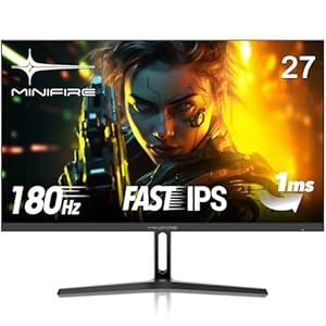 Minifire 27 Zoll FHD 180Hz Gaming Monitor – 1ms mit 1080p Fast IPS Panel | PC Monitor Gaming, AdaptiveSync, HDR 10, Low Blue Light, Fadenkreuz & Blacklevel Adjust | 2 × HDMI 2.0 & DP 1.4 (MFG27F2)