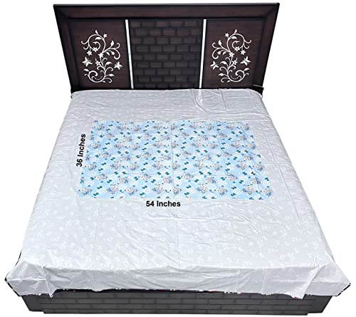 Image of Pookie Plastic Sheet,PVC Sheet for Kids,Rubber Sheet for Babies,Bed Wetting Protector(90 x 135 cm) (Alphabet Blue & Bear Blue)