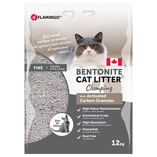 Flamingo Litière pour Chats - Parfum neutre - Granulés de Charbon - 12KG pour 10 SEMAINES - Origine Canada - neutralisent les odeurs désagréables - douce pour les pattes -aussi pour les chatons