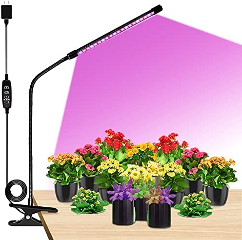 Grow Lights for Indoor Plants, Grow Light with Red Blue Full Spectrum, 3 Switch Modes LED Grow Light with Adjustable Gooseneck, 9 Dimmable Levels Plant Lights for Indoor Plants with Automatic Timer