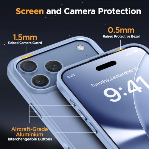 Image of Miracase Magnetic for 18 Pro Max Phone Case Military-Grade Protection, Anti-Fingerprint, Slim Phone Case for 18 ProMax - Light Blue