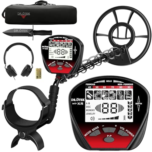 DR.ÖTEK Metal Detector for Adults, Professional Metal Detectors Waterproof with 10' IP68 Coil, Larger LCD Display, High Accuracy for Gold & Silver Detection & Beach Treasure Hunting, Beginner Friendly