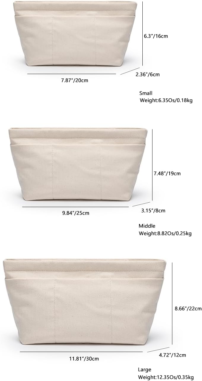 Tote Purse Insert Handbag Organizer Shaper Handbag Liner Bag in Bag Divider Organizer Insert (M-With Zipper)