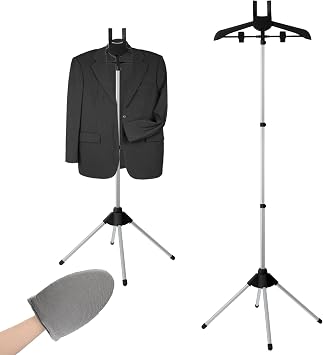 Garment Steamer Rack & Garment Ironing Glove for Clothes,Adjustable Steamer Stand for Clothes,Adjustable Garment Hanger Standing,Foldable Iron stand with Ironing Glove for Steaming Clothes32-63 Inch