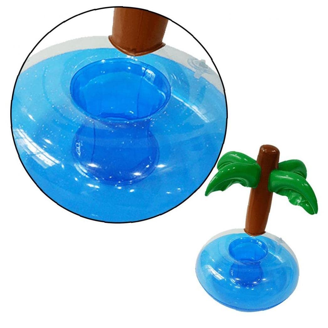 Lot de 6 porte-gobelets gonflables en forme de cocotier, palmiers - Flotteurs de boisson de piscine, porte-gobelet gonflable flottant, Hawaï, fête d'été