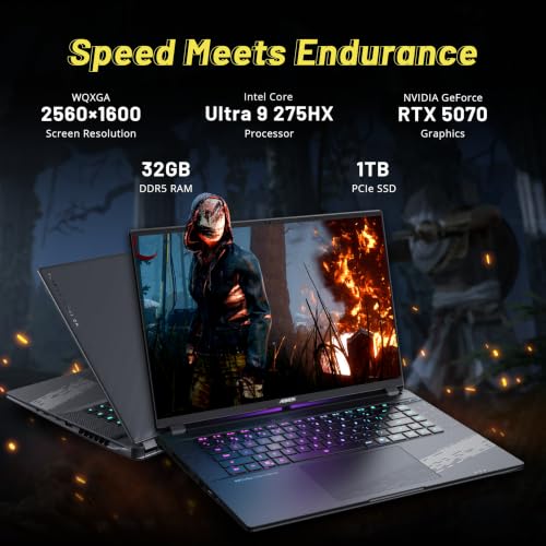 Image of GIGABYTE AORUS Elite 16 16 inch WQXGA 165Hz Gaming Laptop, Intel Core Ultra 9 275HX, NVIDIA GeForce RTX 5070, 32GB DDR5, 2TB Storage(1TB SSD+1TB Dock), RGB Backlit Keyboard, WI-FI 7, Win 11 Pro, Gray