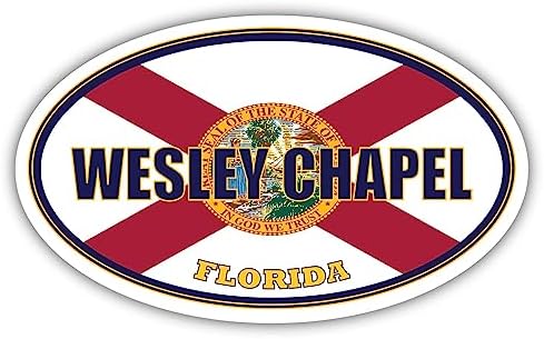 3 Pack 2x3 inches | Wesley Chapel City Florida State Flag | FL Flag Pasco County Oval State Colors Construction Toolbox, Hardhat, Lunchbox, Helmet, Mechanic, Luggage image 4