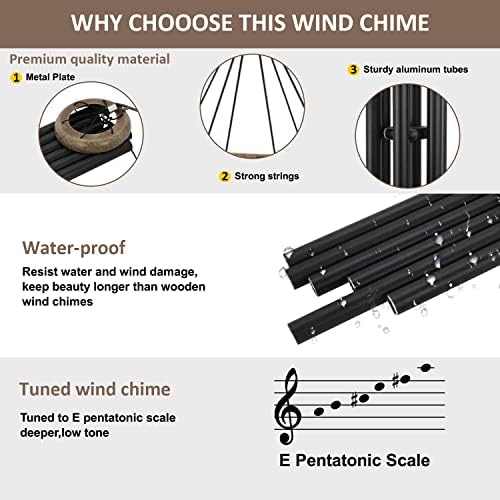 ASTARIN Wind Chimes for garden, Wind Chimes Outdoor, Memorial Wind Chimes as Sympathy Gift, Outdoor Decorations for Your Garden, Patio (Metal Wind Chime-Black)