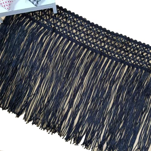 Cinta de flecos negros con trenzado resistente de 22 cm de ancho 2