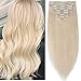 Produktbild Clip in Extensions Echthaar Haarverlängerung Haarteil Doppelt 8 Teile hitzebeständig glatt Platinumblond#60 10"(25cm)-110g