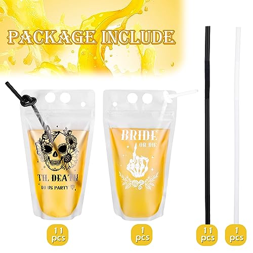 Set 12 bolsas negras y blancas para bebidas con popotes miniatura 3