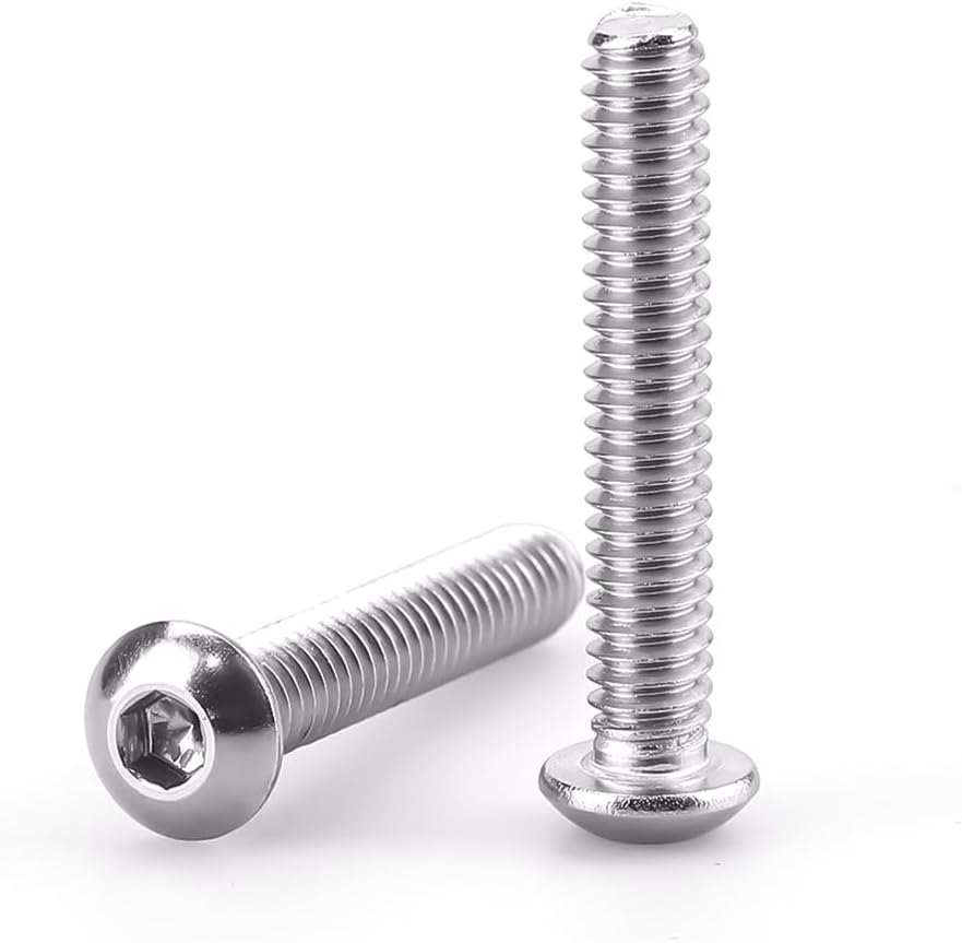 1/4-20 x 1-1/2" Button Head Socket Cap Bolts Screws, 304 Stainless Steel 18-8, Allen Hex Drive, Bright Finish, Fully Machine Thread, Pack of 25
