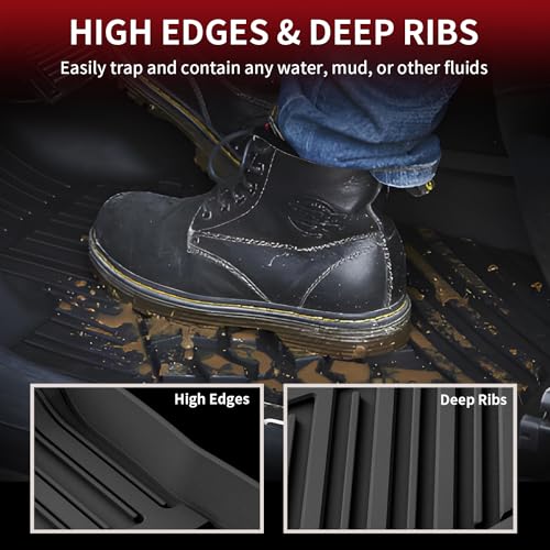 Image of LASFIT Floor Mats for Toyota Camry 2017 2016 2015 LE /SE /XLE /XSE /Hybrid, Custom Fit TPE All Weather Floor Liners for Camry 2015-2017 1st & 2nd Row Car Mats, Black