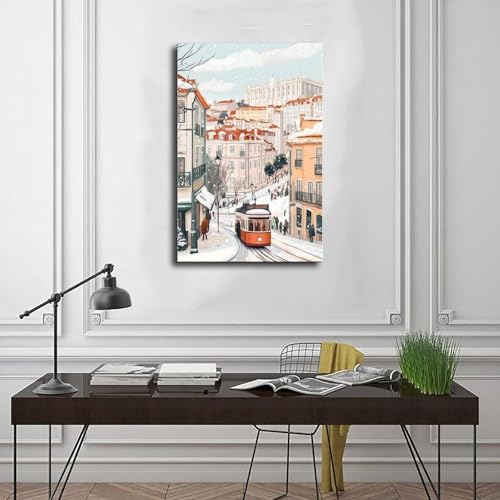 Poster de Lisbonne tram de Lisbonne impression sur toile déco murale 40x60 - 3