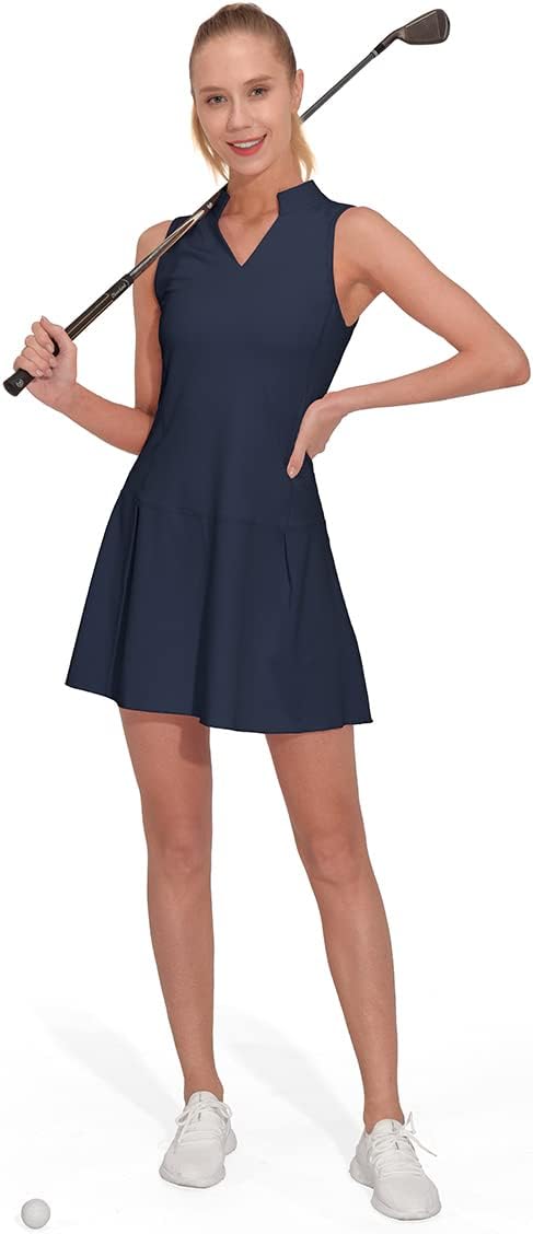 M MOTEEPI Athletic Workout Dress for Women Sleeveless Womens Golf Dress Tennis with Shorts and Pockets - Image 3
