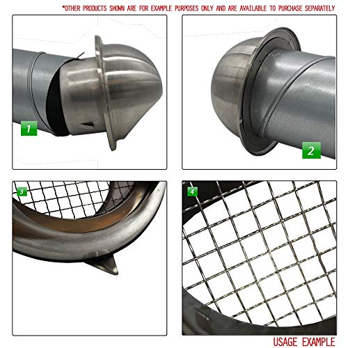 Kair Bull-Nose External Vent 100mm - 4 inch Rear Spigot Stainless Steel Grille with Wire Mesh and Drip Deflector - Image 3