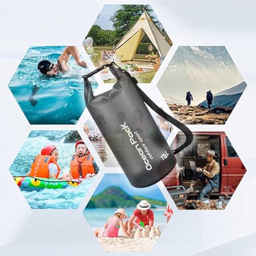 Dry Bag Waterproof, Bolsa seca impermeable ligera de 15L para almacenamiento, viaje, natación, navegación, kayak, camping y playa - Blanco miniatura 6