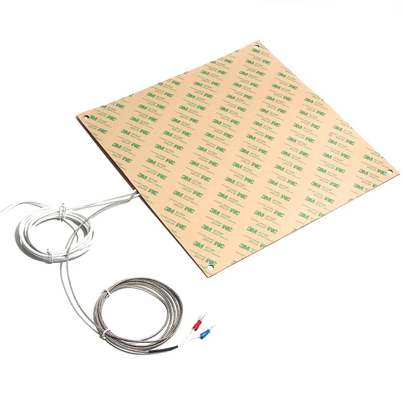 Silicone Heating Pad for 3D Printers - 160W-560W, Multiple Sizes with Integrated K Thermocouple(No Thermostat,110V-200x250mm)