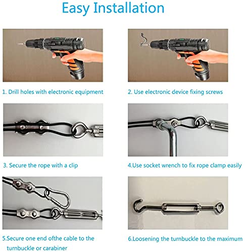 Sunmeg String Light Hanging Kit,Outdoor Light Hanging Kit, Vinyl Coated 304 Stainless Steel Wire Rope Cable,Guide Wire For Outdoor String Lights,Easy To Install (Transparent 250Ft Set) #TOP3