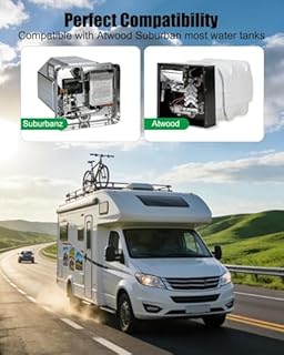 RV Water Heater Electric Conversion Converts RV LP Gas Water Heater to 120V Electricity, 6 Gallon Capacity Hot Water Hybrid Heat Kit Fit for Suburban Atwood Water Heater