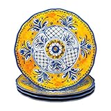 Le Cadeaux Benidorm - Juego de platos (melamina, 27,9 cm, 4 unidades)