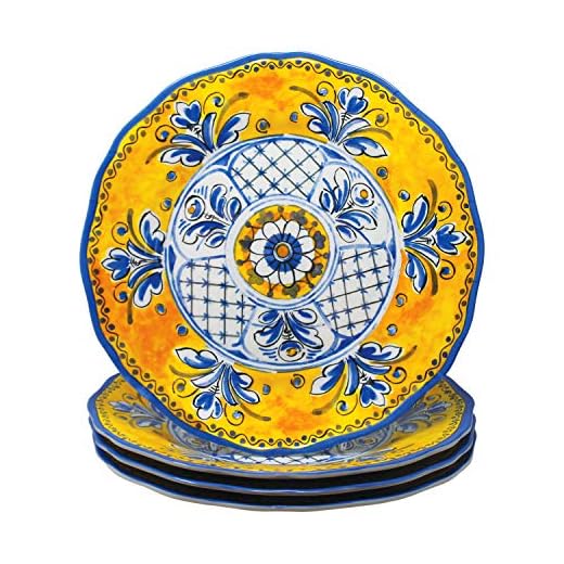 Le Cadeaux Benidorm - Juego de platos (melamina, 27,9 cm, 4 unidades)