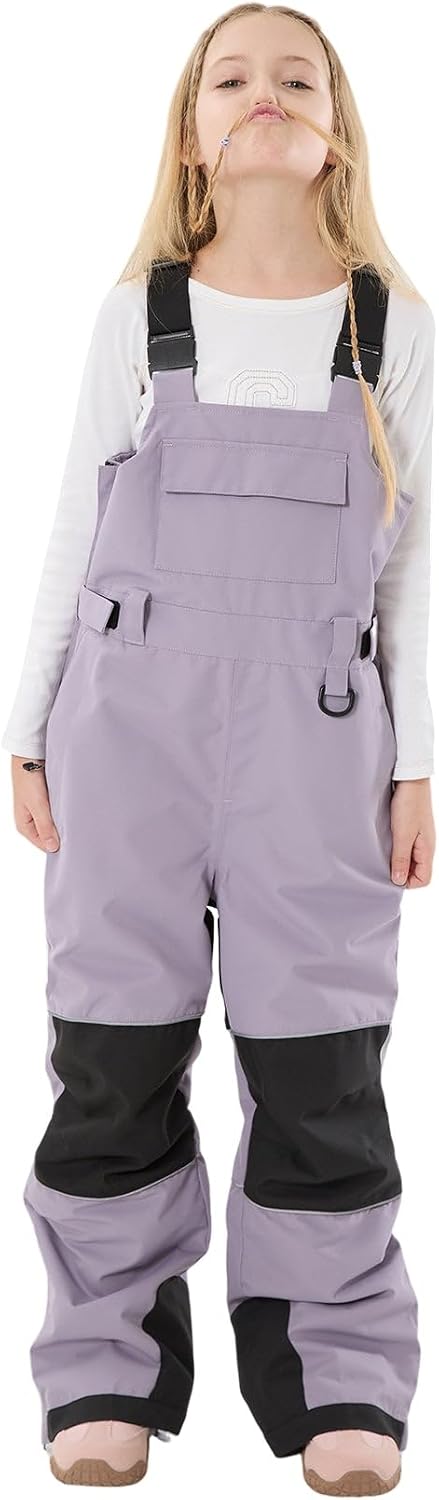 GSOU SNOW Kids Snow Bibs Boys Girls Ski Bib Snowboard Pants Insulated Waterproof Winter Overalls(3-16Years)