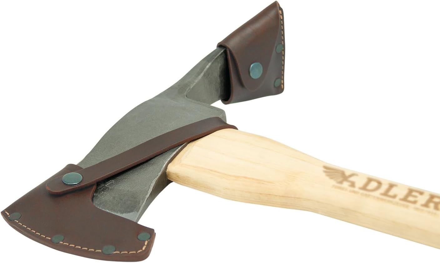Adler Pulaski Axe – German Made Dual-Head Axe & Hoe Tool for Camping, Trail Work, Excavation, Forestry, Land Management, Survival Outdoor, 3-1/2 lb Head, 27.5" Hickory Handle w/ 2 Leather Sheaths (A8)