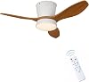 Tavan Vantilatörü LED Avize Armatür 45W 54CM 3 Kanatlı Sessiz DC Motor Uzaktan Kumandalı 3 Kademeli Fan Zamanlayıcı Gece Lambası Modu Akıllı LED Aydınlatma (Beyaz Ceviz) [Enerji Sınıfı A]