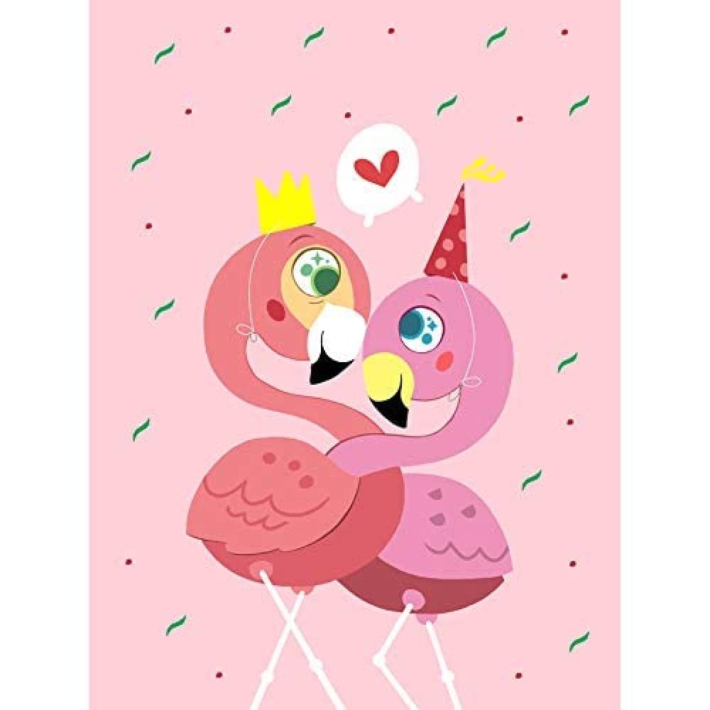 Wee Blue Coo Kawaii Flamingo Love Unframed Art Print Poster Wall Decor 12x16 inch