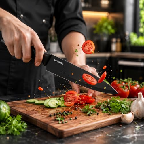 Image of ON STORE Kitchen Knife Set 3 Pcs - Ultra Sharp Stainless Steel Chef Knives with Ergonomic Non-Slip Handle - Professional Cooking Knife Set for Home & Kitchen Use