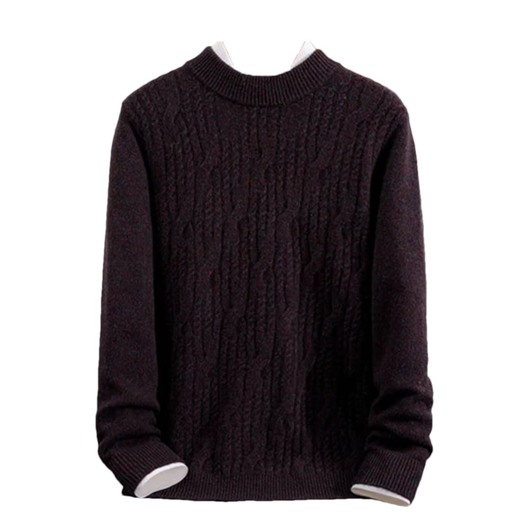 Vogrtcc Maglione da Uomo in Cashmere A Maniche Lunghe Lavorato A Maglia Tinta Unita Ispessito con Scollo Tondo