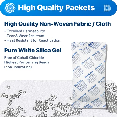 Image of Dry & Dry 300 Gram [2 Packets] Silica Gel Packets Desiccants, Silica Packets - Rechargeable Silica Gel Packs, Desiccants Packets, Silica Gel