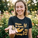 Womens There Goes My Last Flying F*ck T Shirt Funny Sarcastic Tee Funny T Shirts Sarcastic Tops for Women Cool Sarcastic Top Women's Novelty Tees Black - S