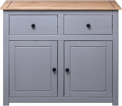 Miniatura 6 de GOLINPEILO Aparador de madera maciza con 2 cajones y 2 puertas almacenamiento de aparador de buffet mesa de consola de gabinete de cocina comedor