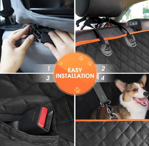 Dog Car Seat Cover for Back Seat, Waterproof Seat Protector Scratchproof Pet Hammock with 4 Bags Side Flaps, Washable Nonslip Backseat Protection for Cars Trucks and SUVs. Dog Car Seat Cover for Back Seat, Waterproof Seat Protector Scratchproof Pet Hammock with 4 Bags Side Flaps, Washable Nonslip Backseat Protection for Cars Trucks and SUVs.