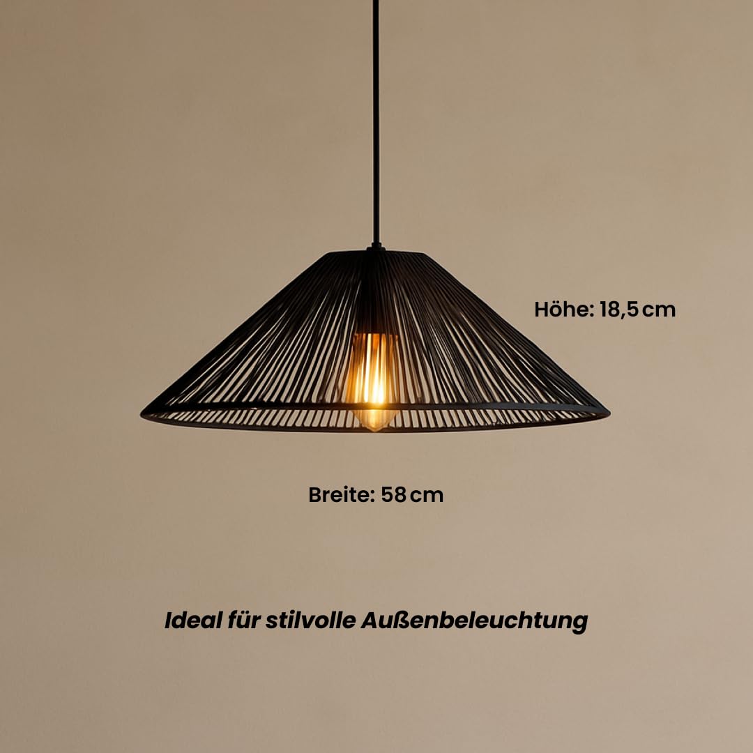 Star Trading Rattan Lampenschirm Outdoor E27 Schwarz – 58 cm