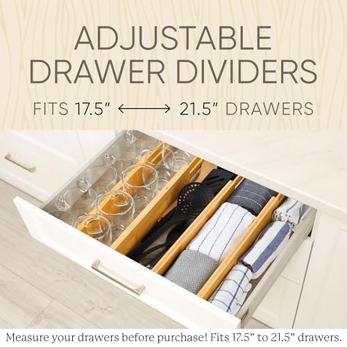 Night Tree Expandable Bamboo Drawer Dividers – Spring-Loaded Wooden Organizers for Clothes, Kitchen Utensils, Bathroom, and Dresser Drawers (17.5" to 21.5") - Image 3