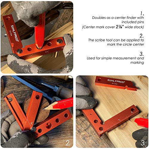 Sunlfprod Mini Small Square, 90 Degree Precision Positioning Square, Edge Marking Center Finder Line Scribe Gauge Little Pocket Check Square Tool 45 Degree Carpenter Square Woodworking Aluminum Alloy #TOP5